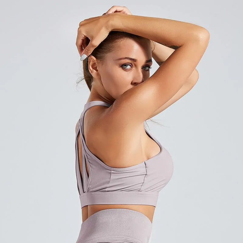 Fitness Bra Mesh Patchwork Tank Top